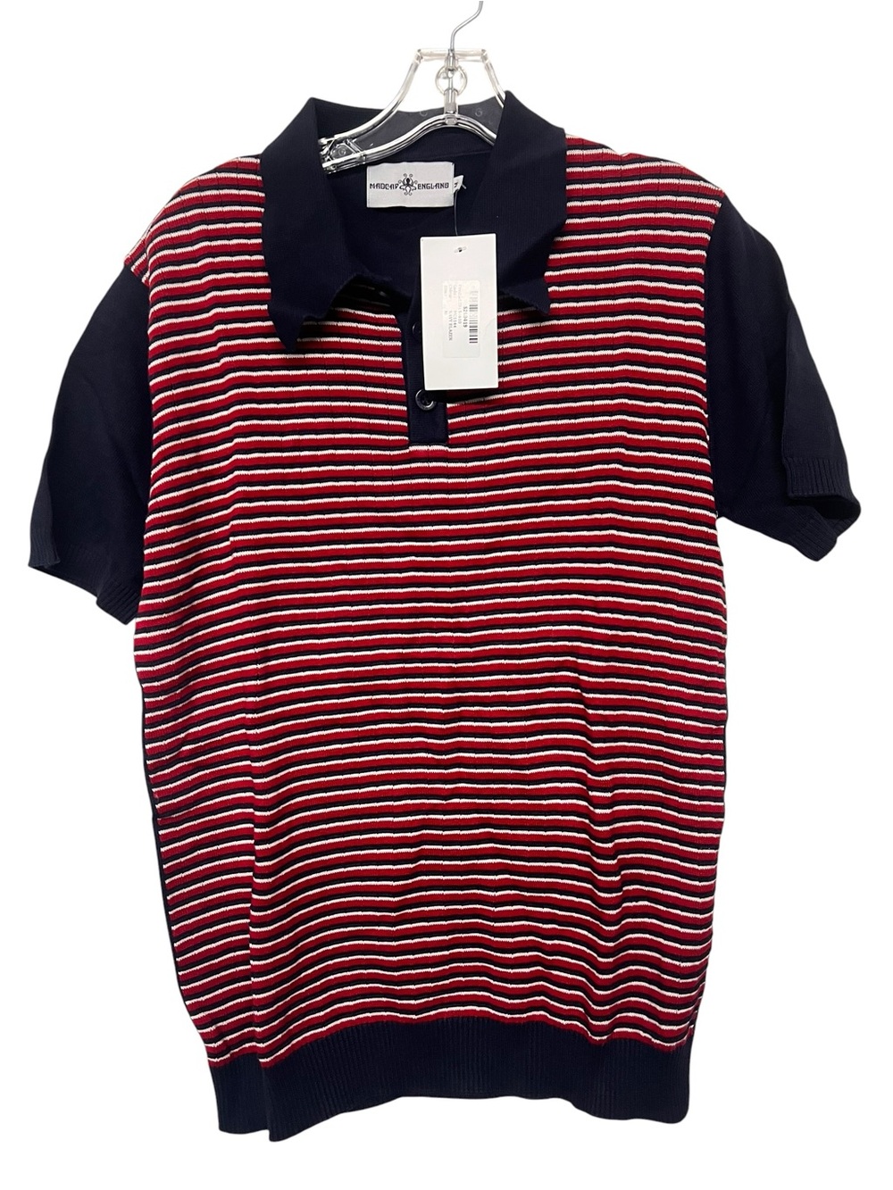 New Madcap England Harlem Big Collar Rib Stripe Mod Knit Polo Shirt